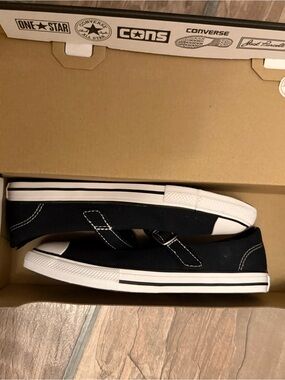 Converse Black and White Canvas Mary Jane Slip-On Sneakers